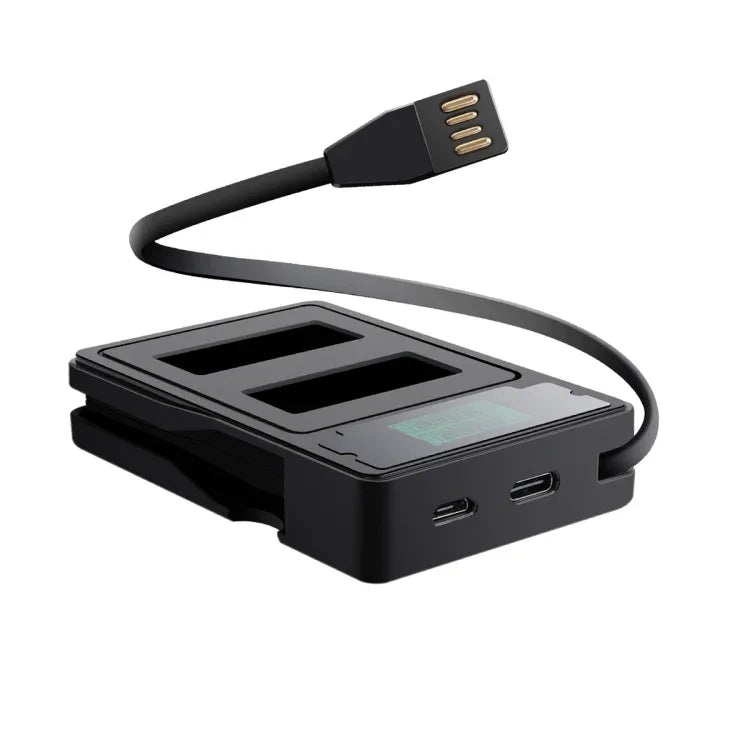 LCD Screen Dual Batteries Charger with Displays Charging Capacity for GoPro HERO9 Black / HERO10 Black, Displays Charging Capacity