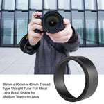 86mm Thread Type Straight Tube Full Metal Lens Hood Shade for Medium Telephoto Lens, 86mm x 86mm x 40mm