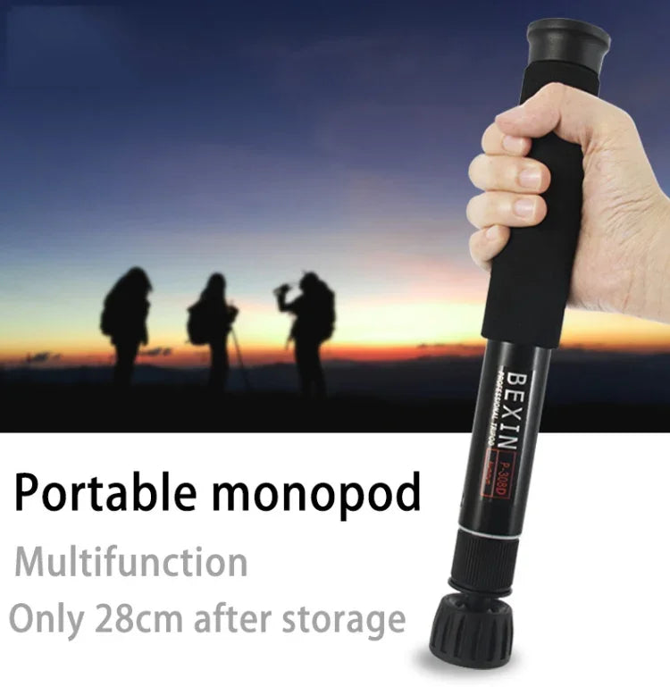 BEXIN P308C Portable Travel Outdoor DSLR Camera Aluminum Alloy Monopod Holder, P308C