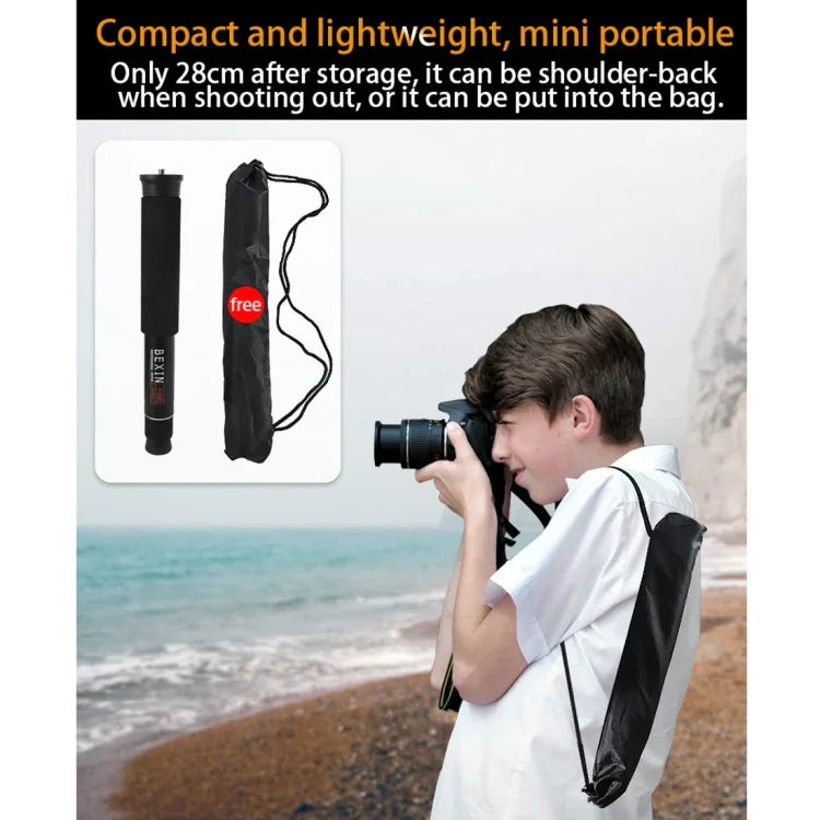 BEXIN P308C Portable Travel Outdoor DSLR Camera Aluminum Alloy Monopod Holder, P308C