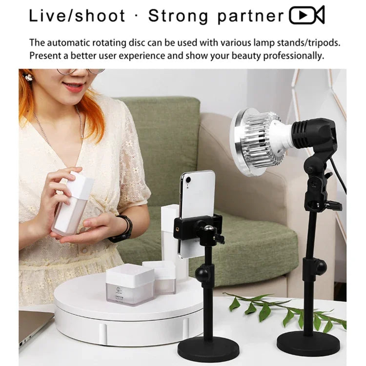 22cm Electric Rotating Display Stand Video Shooting Props Turntable, Load: 50kg, US Plug, 22cm, US Plug