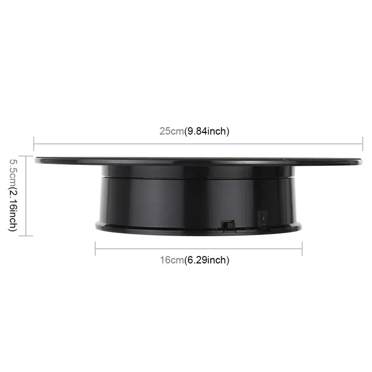 25cm 360 Degree Electric Rotating Mirror Surface Turntable Display Stand Video Shooting Props Turntable for Photography, Load 3kg, Powered by Battery, 25cm Mirror/Powered by Battery(B), 25cm Mirror/Powered by Battery(W), 25cm Mirror/Powered by Battery(WB)