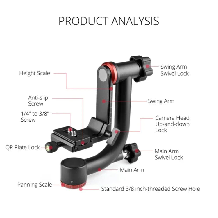 YELANGU  A201 360 Degree Horizontal Gimbal Tripod Head for DV and SLR Cameras, A201