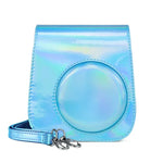 Aurora Color Leather Case Full Body Camera Bag with Shoulder Strap for FUJIFILM Instax mini 11, Blue