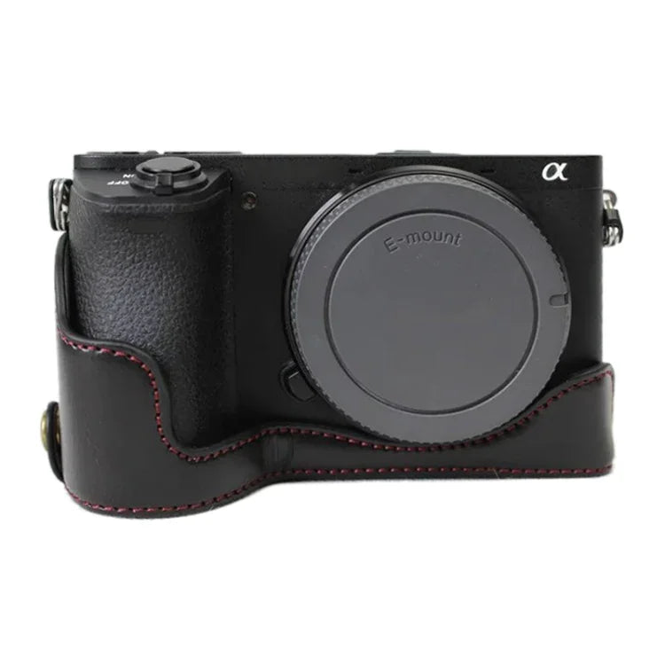 1/4 inch Thread PU Leather Camera Half Case Base for Sony ILCE-A6500 / A6500, For Sony ILCE-A6500 / A6500