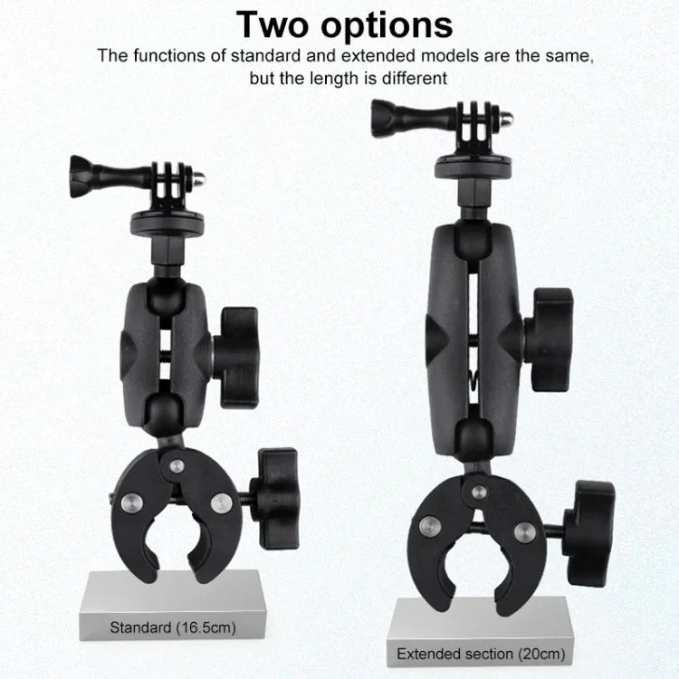 Extended Version 360 Rotation Adjustable Action Camera Bike Motorcycle Handlebar Holder, Extended Version