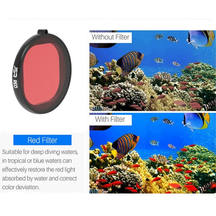 JSR Round Housing Diving 6 in 1 UV + CPL + 16X Macro + Red + Yellow + Purple Lens Filter for GoPro HERO8 Black, 6 in 1 Lens
