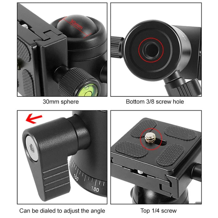 BEIXIN QB-30  360 Degree Rotation Panorama Metal Ball Head with Quick Release Plate, QB-30