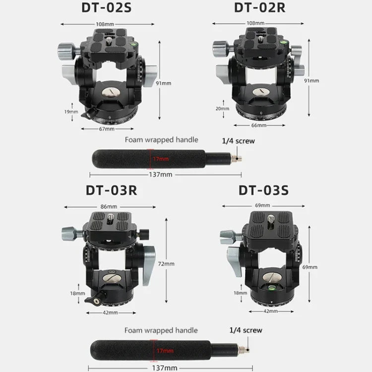 BEXIN DT-02R/S 2D 720 Degree Panorama Heavy Duty Tripod Action Fluid Drag Head with Quick Release Plate, DT-02R/S