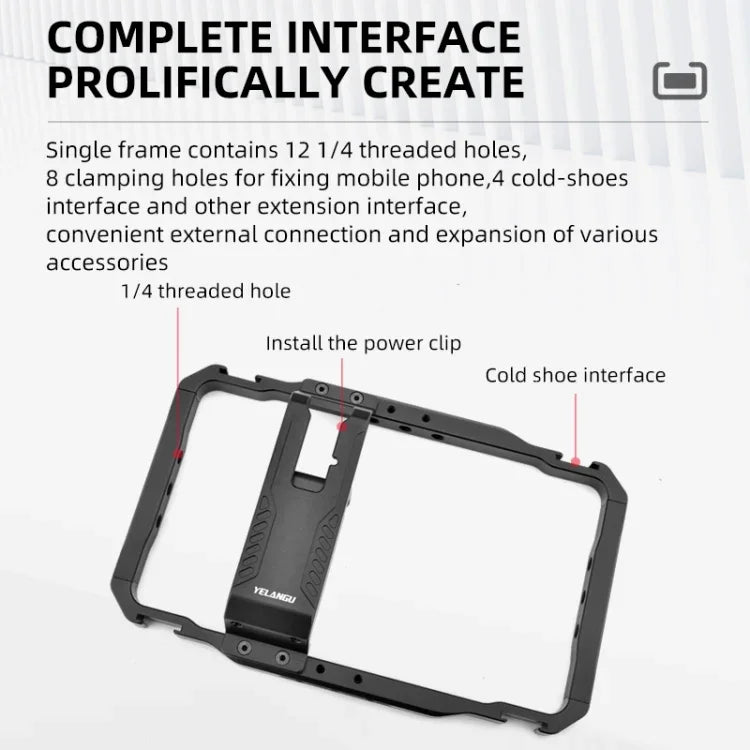 YELANGU LW-B01-1 Vlogging Live Broadcast Smartphone Video Rig Metal Cage, LW-B01-1