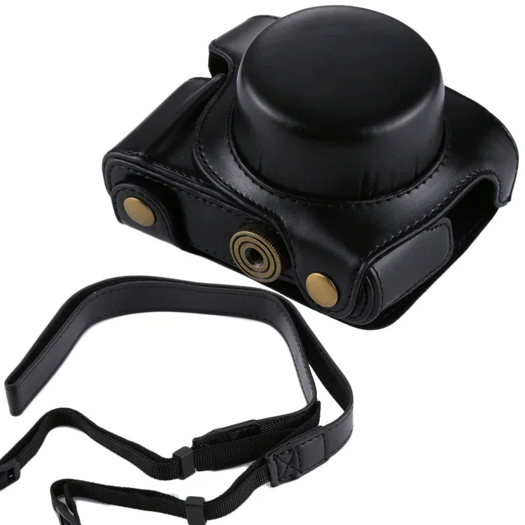 Full Body Camera PU Leather Camera Case Bag with Strap for Panasonic Lumix GF7 / GF8 / GF9 (12-32mm / 14-42mm Lens), For Lumix GF7