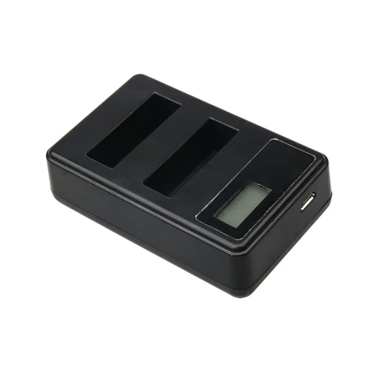 LCD Screen Dual Batteries Charger with USB Cable for Xiaoyi 4K Sport Camera, Displays Charging Capacity (XM47), LCD Screen Battery Charger