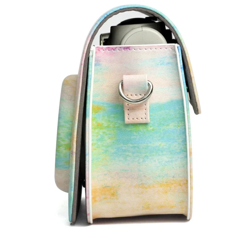 Rainbow Oil painting Pattern PU Leather Protective Camera Case Bag For FUJIFILM Instax Mini 7S / 7C Camera, Rainbow Oil