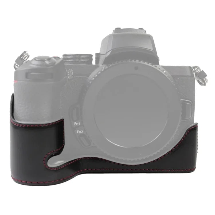 1/4 inch Thread PU Leather Camera Half Case Base for Nikon Z50, For Nikon Z50