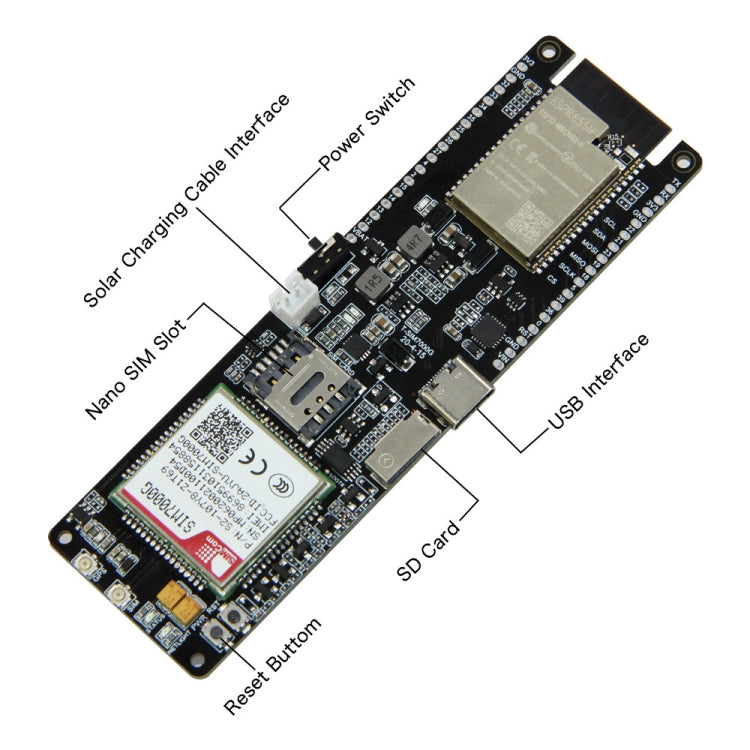 WiFi Bluetooth 18560 Battery Holder Solar Charge Module Development Board, T-SIM7000G