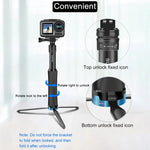 RUIGPRO One-piece Handheld Tripod Selfie Stick Telescopic Monopod Mount for GoPro, Insta360, DJI and Other Action Cameras, Black)
