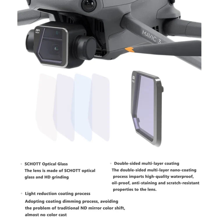 JSR Drone NIGHT Light Pollution Reduction Lens Filter for DJI Mavic 3, NIGHT