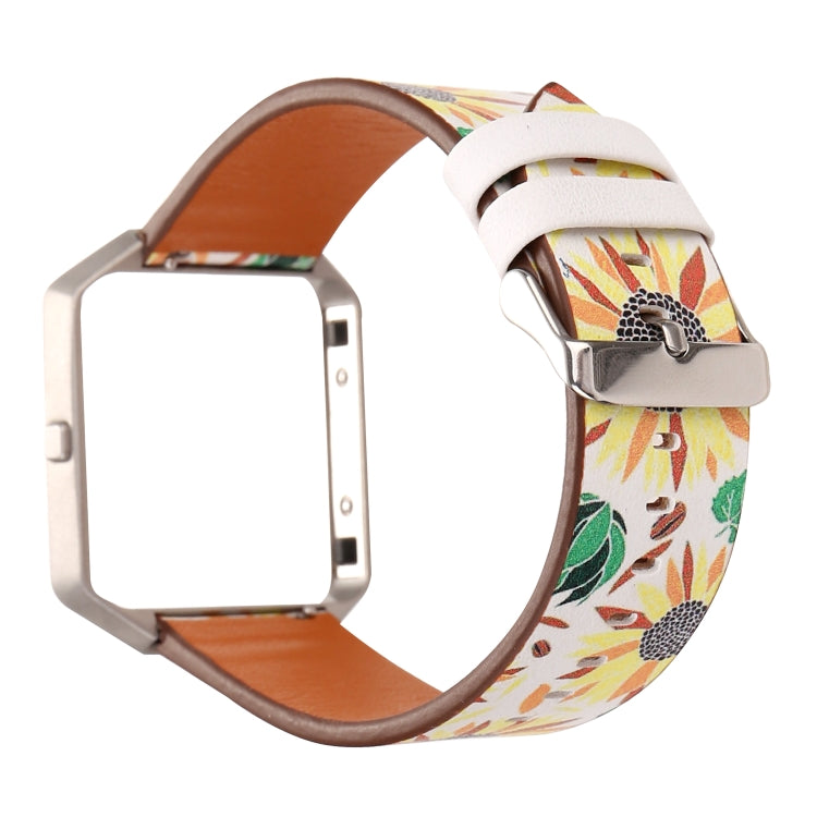 For Fitbit Blaze Leather Replacement Strap Watchband, A, B, C, D, E, F, G, Flamingo, Green Leaf, Peony, Red Flower, Sunflower