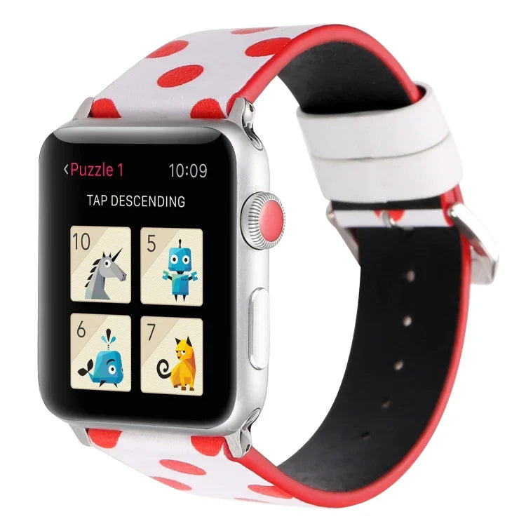 Fashion Wave Dot Series Leather Replacement Watchbands For Apple Watch Series 6 & SE & 5 & 4 40mm / 3 & 2 & 1 38mm, For Apple Watch Series 8&7 41mm / SE 2&6&SE&5&4 40mm / 3&2&1 38mm