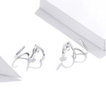 S925 Sterling Silver Simple Style Lines Women Earrings, Lines