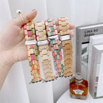 Wooden Bead Woven Watchband For Apple Watch Series 6 & SE & 5 & 4 44mm / 3 & 2 & 1 42mm, For Apple Watch Ultra 49mm / Series 8&7 45mm / SE 2&6&SE&5&4 44mm / 3&2&1 42mm