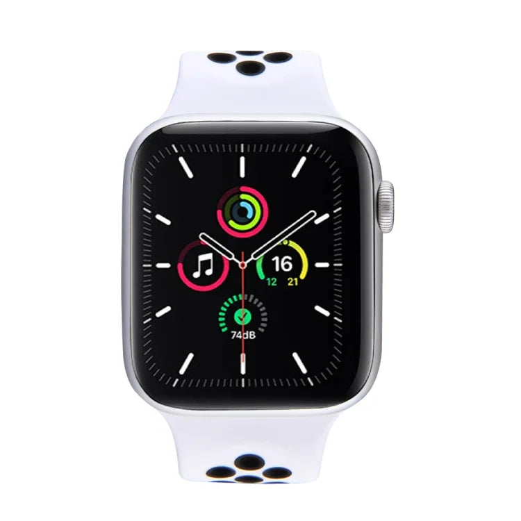 Elastic Silicone Watchband For Apple Watch Series 6 & SE & 5 & 4 40mm / 3 & 2 & 1 38mm, Length: 160mm, 160mm (White Black), 160mm (Black), 160mm (Black Yellow), 160mm (Black Grey), 160mm (Red Black), 160mm (Black White), 160mm (Black Red)              ...