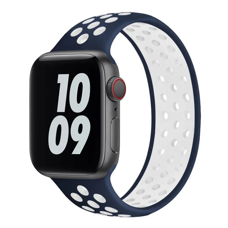 Elastic Silicone Watchband For Apple Watch Series 6 & SE & 5 & 4 40mm / 3 & 2 & 1 38mm, Length: 160mm, 160mm (White Black), 160mm (Black), 160mm (Black Yellow), 160mm (Black Grey), 160mm (Red Black), 160mm (Black White), 160mm (Black Red)              ...