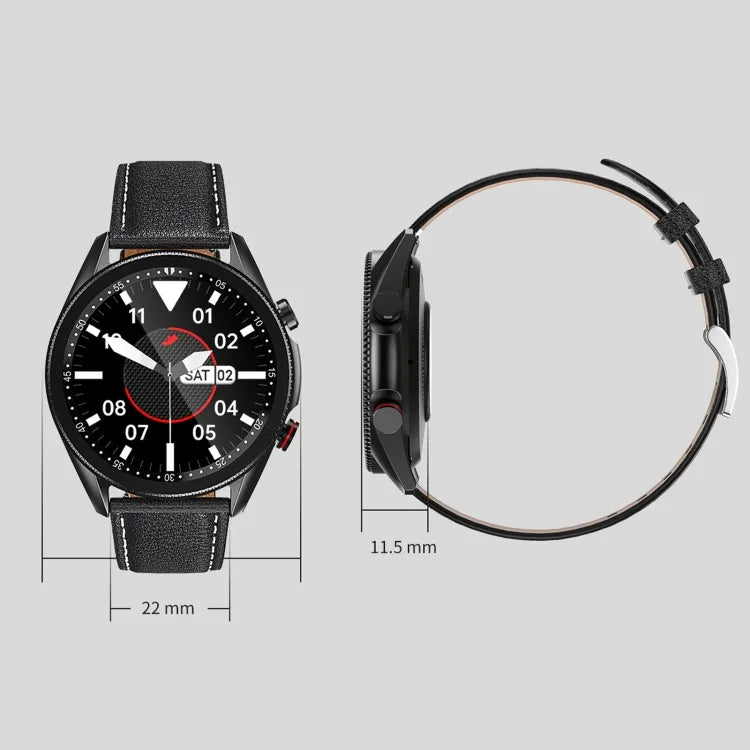 M98 1.28 inch IPS Color Screen IP67 Waterproof Smart Watch, Support Sleep Monitor / Heart Rate Monitor / Bluetooth Call, Style:Leather Strap, Leather Strap(Silver), Leather Strap(Black)