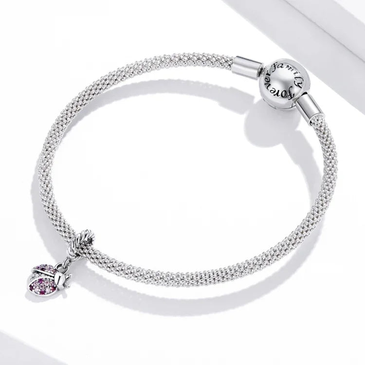 S925 Sterling Silver Ladybug Pendant DIY Bracelet Necklace Accessories, Ladybug