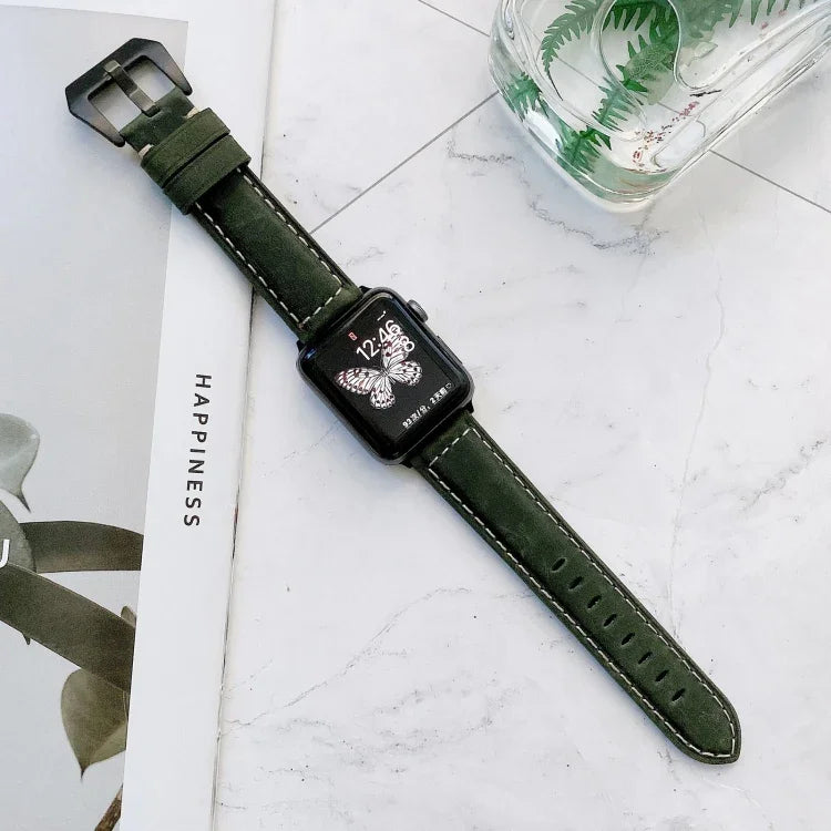 Big Head Buckle Leather Replacement Watchbands For Apple Watch Series 6 & SE & 5 & 4 40mm / 3 & 2 & 1 38mm, For Apple Watch Series 8&7 41mm / SE 2&6&SE&5&4 40mm / 3&2&1 38mm