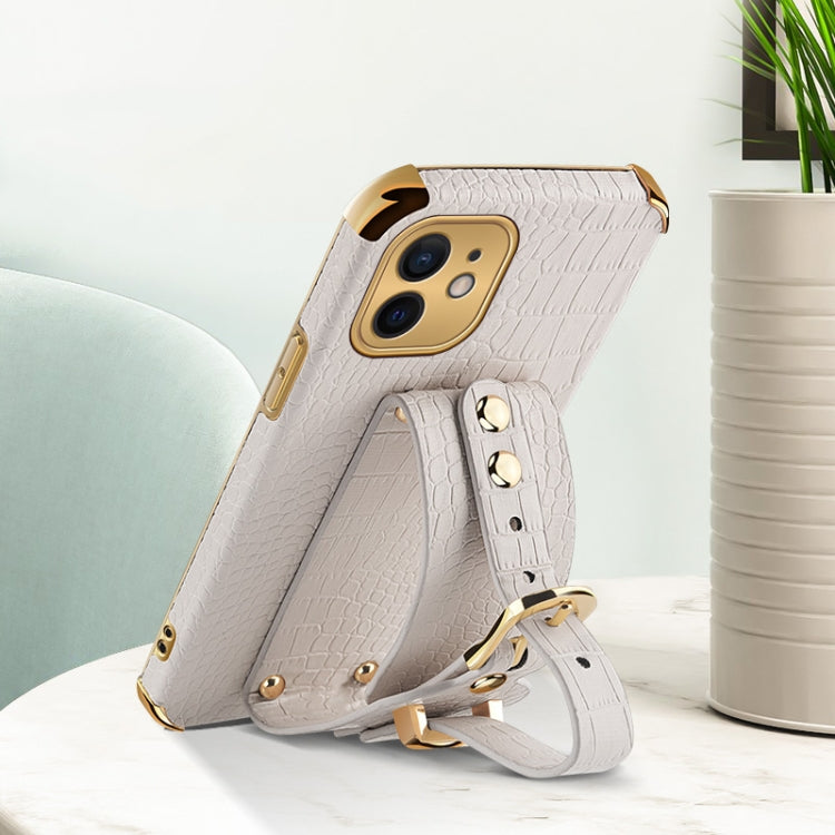 Electroplated TPU Crocodile Pattern Leather Case with Wrist Strap, For iPhone 12 mini, For iPhone 12, For iPhone 12 Pro, For iPhone 12 Pro Max