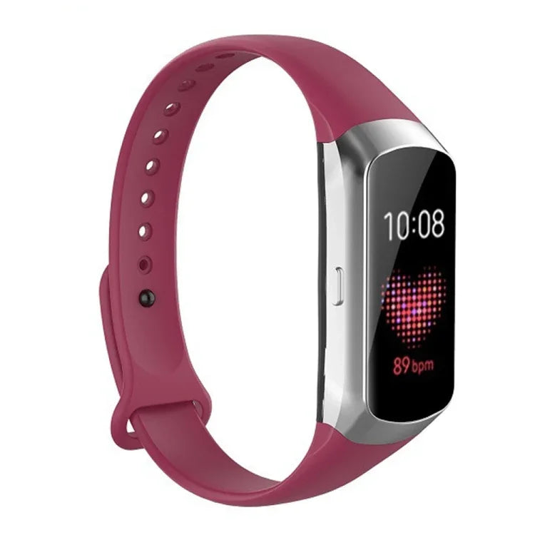 For Samsung Galaxy Fit SM-R370 Silicone Glossy Nail Button Replacement Strap Watchband
