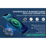 Mriowiz M-2001W 15W Desktop MagSafe Magnetic Wireless Charger for iPhone 12 Series, with USB + USB-C / Type-C Data Cable & Holder