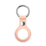 Anti-scratch Top-layer Cowhide Leather Case Cover with Switchable Keychain Ring for AirTag 2nd Gen / AirTag 1st Gen