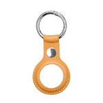 Anti-scratch Top-layer Cowhide Leather Case Cover with Switchable Keychain Ring for AirTag 2nd Gen / AirTag 1st Gen