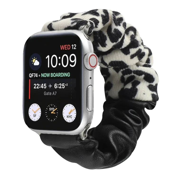 Leather Leopard Pattern Stitching Watch Strap, For Series 7 45mm / 6 & SE & 5 & 4 44mm / 3 & 2 & 1 42mm, For Series 7 41mm / 6 & SE & 5 & 4 40mm / 3 & 2 & 1 38mm
