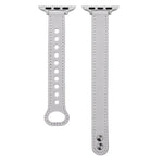 Double Nail Leather Replacement Strap for Apple Watch in gray, adjustable and compatible with various series.