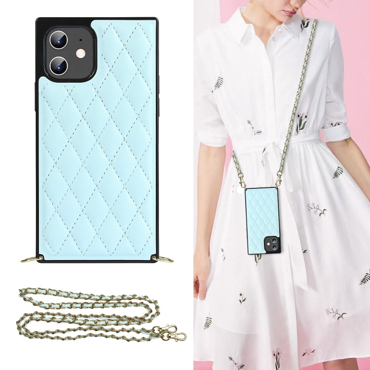 Elegant Rhombic Pattern Microfiber Leather +TPU Shockproof Case with Crossbody Strap Chain, For iPhone 12 mini, For iPhone 12 / 12 Pro, For iPhone 12 Pro Max