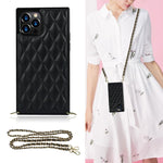Elegant Rhombic Pattern Microfiber Leather +TPU Shockproof Case with Crossbody Strap Chain, For iPhone 12 mini, For iPhone 12 / 12 Pro, For iPhone 12 Pro Max