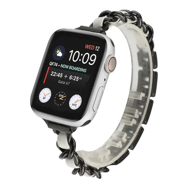 Small Waist Seven Beads Stainless Steel Strap Watchband For Apple Watch Series 6 & SE &, For Apple Watch Ultra 49mm / Series 8&7 45mm / SE 2&6&SE&5&4 44mm / 3&2&1 42mm, For Apple Watch Series 8&7 41mm / SE 2&6&SE&5&4 40mm / 3&2&1 38mm                  ...