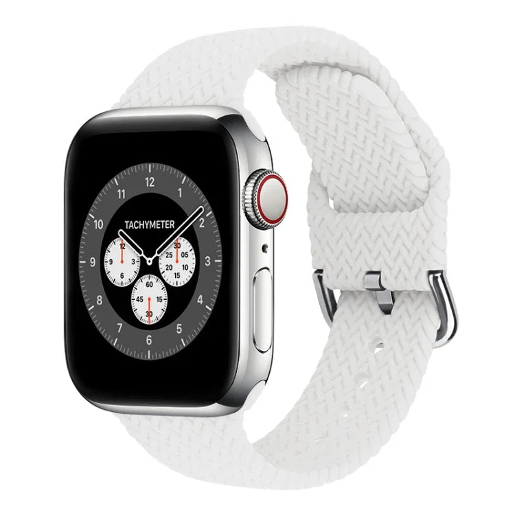 Braided Silicone Replacement Watchbands with Buckle For Apple Watch Series, 7 45mm / 6 & SE & 5 & 4 44mm / 3 & 2 & 1 42mm, 7 41mm / 6 & SE & 5 & 4 40mm / 3 & 2 & 1 38mm