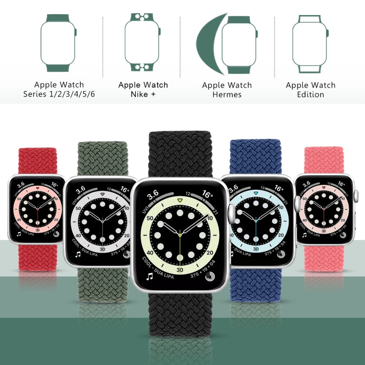 Metal Head Braided Nylon Solid Color Replacement Strap Watchband For Apple Watch Series 6 & SE & 5 & 4 44mm / 3 & 2 & 1 42mm, XS 135mm, S 145mm, M 155mm