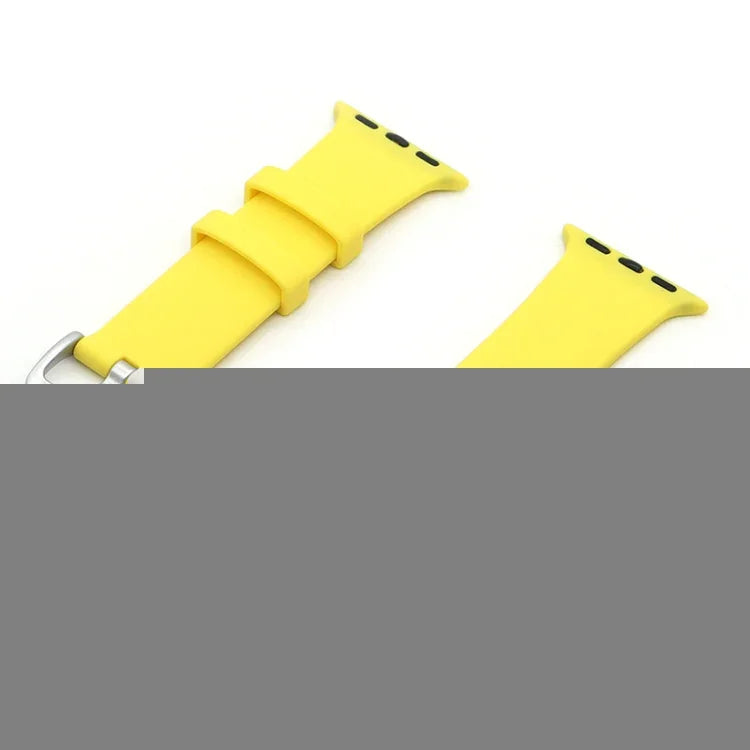 Silver Buckle Silicone Replacement Strap Watchband, For Apple Watch Series 7  41mm / & 6 & SE & 5 & 4 40mm, For Apple Watch Series  7  45mm / & 6 & SE & 5 & 4 44mm