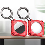 Four Square Carbon Fiber Case with Keychain Ring For AirTag 2nd Gen / AirTag 1st Gen