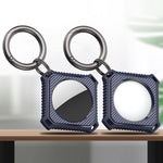 Four Square Carbon Fiber Case with Keychain Ring For AirTag 2nd Gen / AirTag 1st Gen
