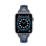 Crocodile texture leather replacement strap watchband for Apple Watch Series 7 41mm and Series 6, SE, 5, 4 40mm.