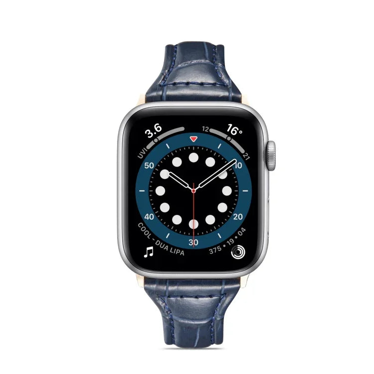 Crocodile texture leather replacement strap watchband for Apple Watch Series 7 41mm and Series 6, SE, 5, 4 40mm.
