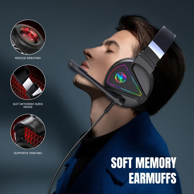 HXSJ F16 3.5mm + USB Port RGB Light Stereo Gaming Headset with Microphone