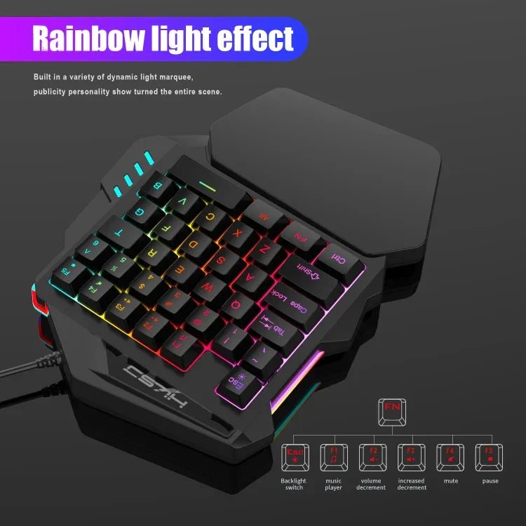 HXSJ V100+A883+P8 One-handed Keyboard + Programming Gaming Mouse + Keyboard Mouse Converter Set, V100+A883+P8