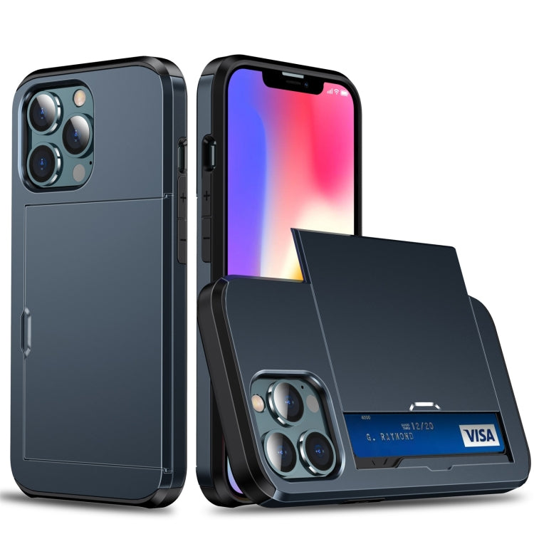Shockproof Armor Protective Case with Slide Card Slot, For iPhone 13 mini, For iPhone 13, For iPhone 13 Pro, For iPhone 13 Pro Max